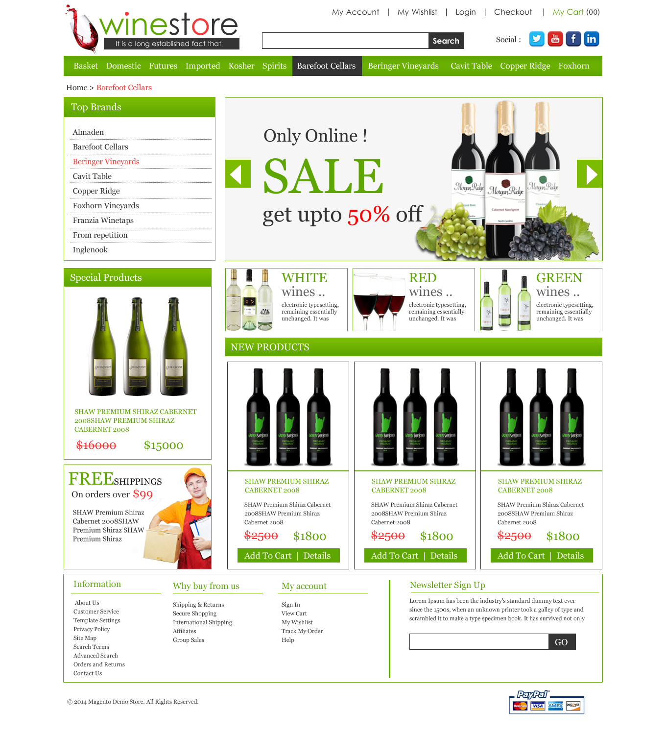 wine store ecommerce template