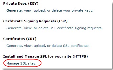 Manage SSL Websites